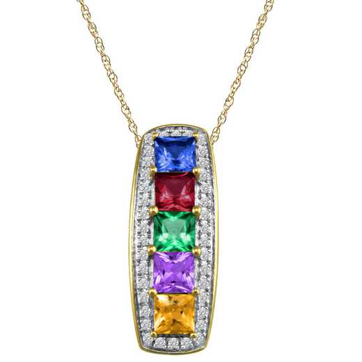Mother's Square Birthstone Pendant with 1-5 Stones: Waterfall